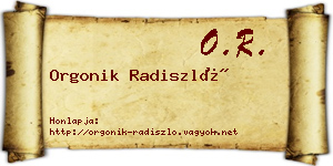 Orgonik Radiszló névjegykártya